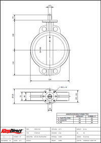 vloeistof-vlinderklep-tussenklem-maatschets-bare shaft